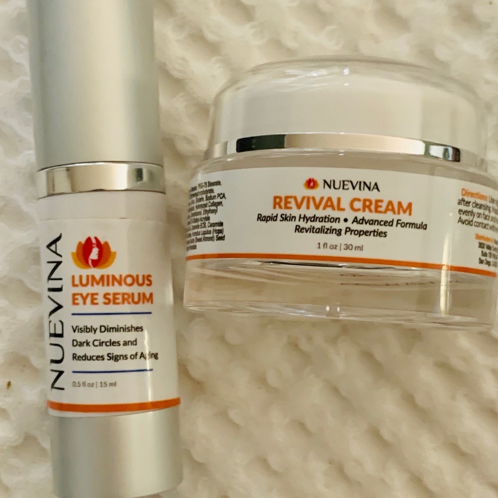 Nuevina skincare duo: eye serum and revival cream
